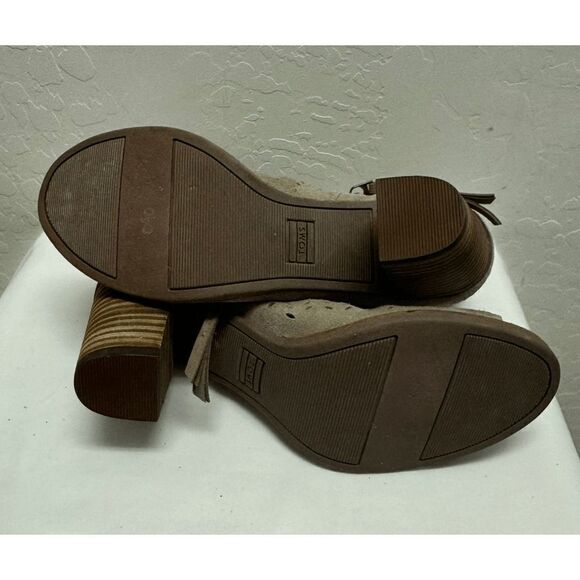 Toms Majorca Peep Toe Stucco Suede Perforated Bootie Side Zip Womens Size 8W - Picture 4 of 7